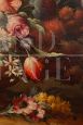 Antique Italian Lombard oil painting on canvas depicting Still Life with flowers