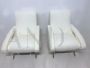 Pair of 70s modern design armchairs in white bouclé