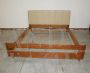 60s double bed with headboard in beige eco-leather      