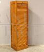 Small office bookcase filing cabinet with single rolling shutter in oak