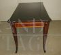 Vintage 60s table with black glass top and threaded decorations