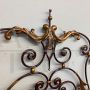 1930s gold and purple wrought iron double bed headboard
