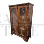 Antique display cabinet in carved walnut wood