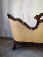 Antique Louis Philippe 2-seater sofa with curved capitonné backrest