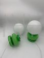 Pair of vintage green Murano glass table lamps