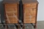 Pair of antique Louis Philippe bedside tables in blond walnut, Central Italy 1850