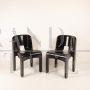 Pair of black Universal 4869 chairs by Joe Colombo for Kartell       