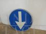 Vintage mandatory direction road sign, Italy 1995