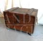 Vintage coffee table with wheels made from a wooden crate