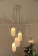 Vintage chandelier in white opaline glass, Italy 1980s              