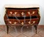 Antique Napoleon III chest of drawers in precious exotic woods with marble top