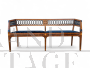 Neoclassical style bench in walnut with maple inlays