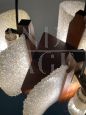 Scandinavian design chandelier from the 70s in glass and teak