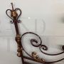 1930s gold and purple wrought iron double bed headboard