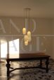 Vintage chandelier in white opaline glass, Italy 1980s