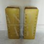 Pair of golden bathroom wall cabinets with mirror surface