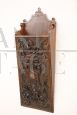 Antique wall newspaper rack in carved walnut, 19th century