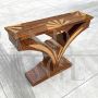 Art deco console in makassar wood with geometric inlays