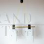 Stilnovo pendant chandelier in opaline glass and brass, Italy 1960s