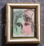 Woman's face - Lithograph painting by Bruno Cassinari, 1969