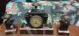 Antique triptych with marble mantel clock, 19th century