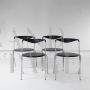 Set of 4 vintage chrome-plated steel chairs in Hans Eichenberger style
