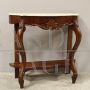 Louis Philippe walnut console with Carrara marble top, Italy 1800s