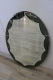 Oval beveled mirror in smoked glass, Italian design from the 1960s    