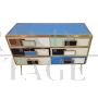 Chest of drawers with three drawers in multicolored glass