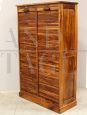 Filing cabinet in walnut with double roller shutter