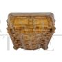 Antique chest of drawers in walnut briar with drop-down desk top, Italy late 19th century