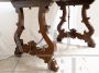 Antique refectory table in solid walnut, Naples, early 18th century