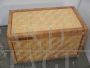 Vintage bamboo rattan trunk with wheels, 1970s