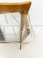 Vintage Ico Parisi style console in wood, glass and leather, 1950s