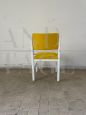 Set of 6 vintage chairs in white wood and mustard yellow fabric