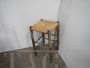 Vintage wooden stool with straw seat, 1960s
