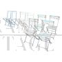 Set of 8 folding chairs in iron and white wood, 1960s