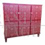 Design bar cabinet cupboard in red lacquered and inlaid wood