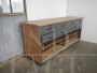 Vintage industrial wooden counter with 8 drawers