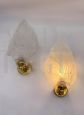 Pair of Murano glass leaf-shaped wall lights from the 70s attributed to Italamp