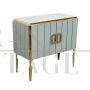 Sideboard in white Murano glass and brass, 1980s