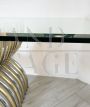 Steel, brass and glass dining table, Italy 1970s