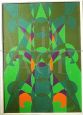 Totem, painting by Fernando Gutierrez, second futurism, oil on canvas 1969