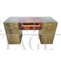 Design desk in brass and briar with filing drawer unit