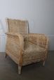 Vintage hand-woven wicker armchair, 1970s