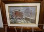 Snowy landscape, oil painting on cardboard, 20th century, signed