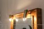 Vintage bamboo mirror with lights and shelf, Italy 1970s