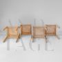 Set of four vintage Italian oak and Vienna straw chairs