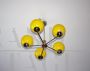 1960s mid-century chandelier with 5 yellow spheres