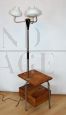 Vintage 3-light floor lamp with wooden cabinet, Poland 1960s